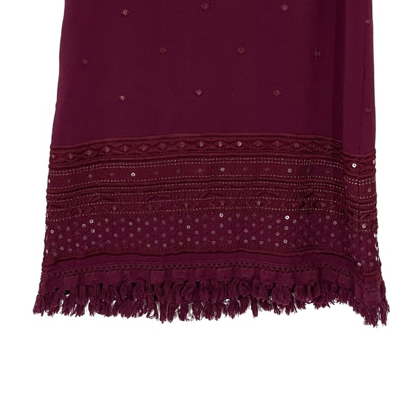Chelsea & Violet Women’s Size XS Burgundy Red Sequin Tassel Hem Shift Dress - Picture 9 of 9